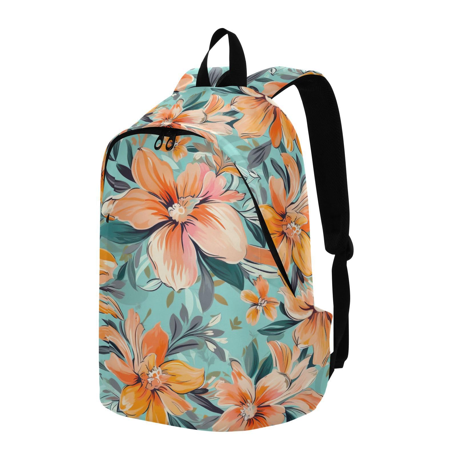 MCHIVER Travel Backpack Colorful Hibiscus Flowers Casual Daypack Backpacks Lightweight Carry on Bag Water Resistant Hiking Backpack for Women and Men