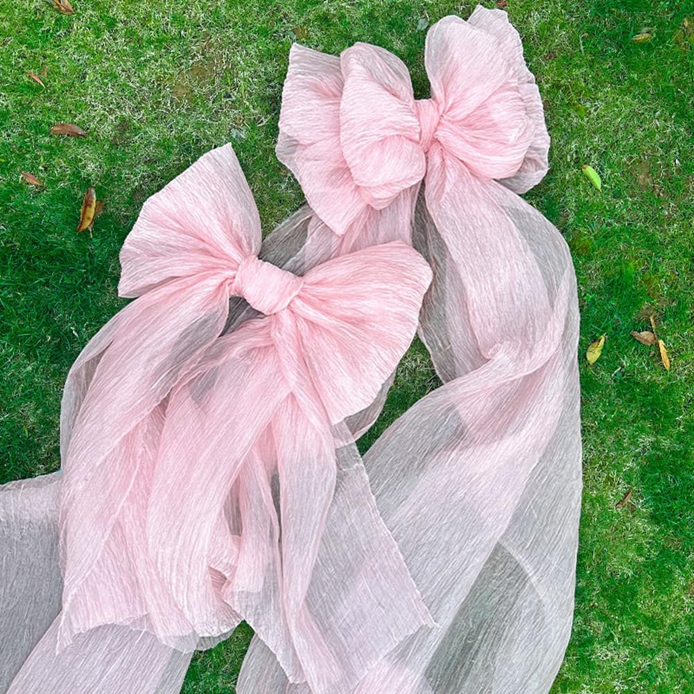Riesige Schleifendekoration große Rosa Hochzeitsschleife Plissierte Schleife Dekoschleifen für Hochzeit, Verlobung, Junggesellinnenabschied, Babyparty, Hintergrunddekoration 47cm*180cm