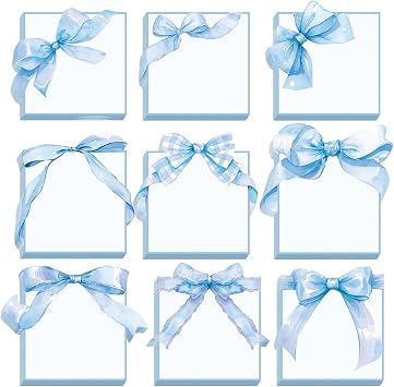 Thenshop 9 Pcs Blue Bow Notepads Blue Sticky Notes Back to School Supplies