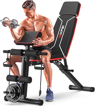 GIKPAL Adjustable Weight Bench - Bench Press for Full Body Workout | Foldable Workout Bench for Home Gym, Strength Training Bench to Incline Decline Flat w/Leg Extension and Pracher Pad