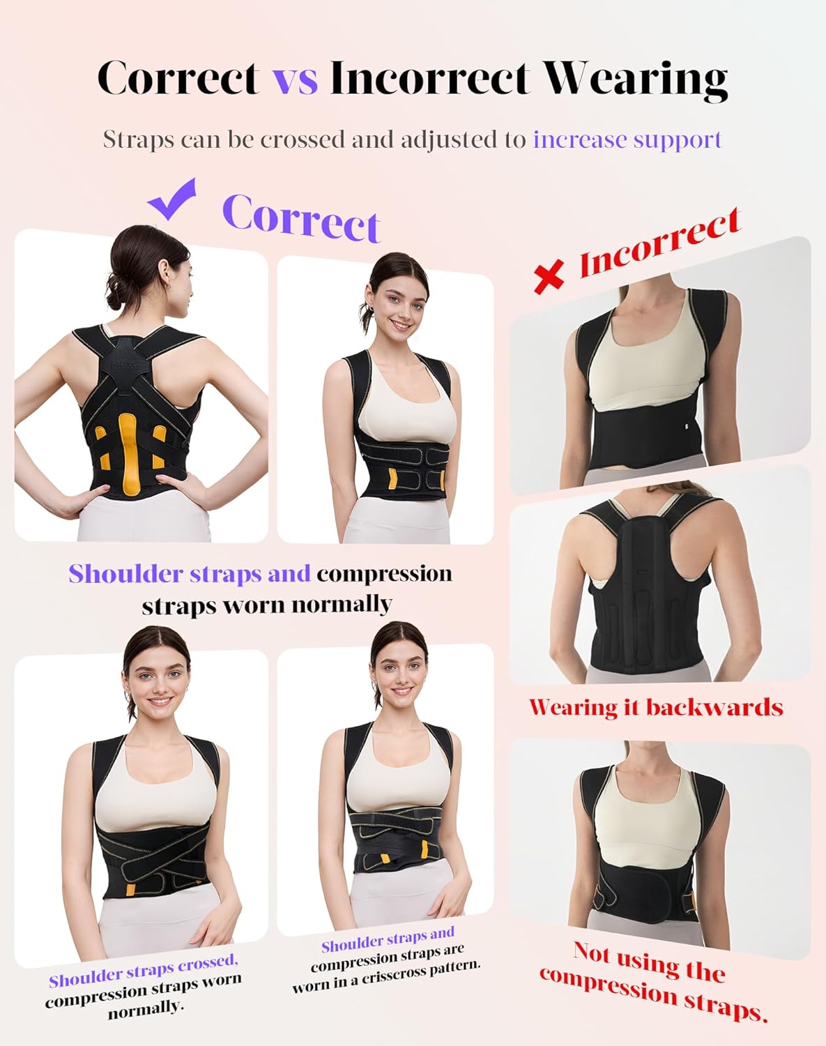 Posture Corrector for Women and Men, 5 Full Back Support Brace Rods, Adjustable Shoulder Straightener, FSA&HSA Eligible, Relief for Upper and Lower Back, Lumbar, Neck Pain (Beige, Medium)