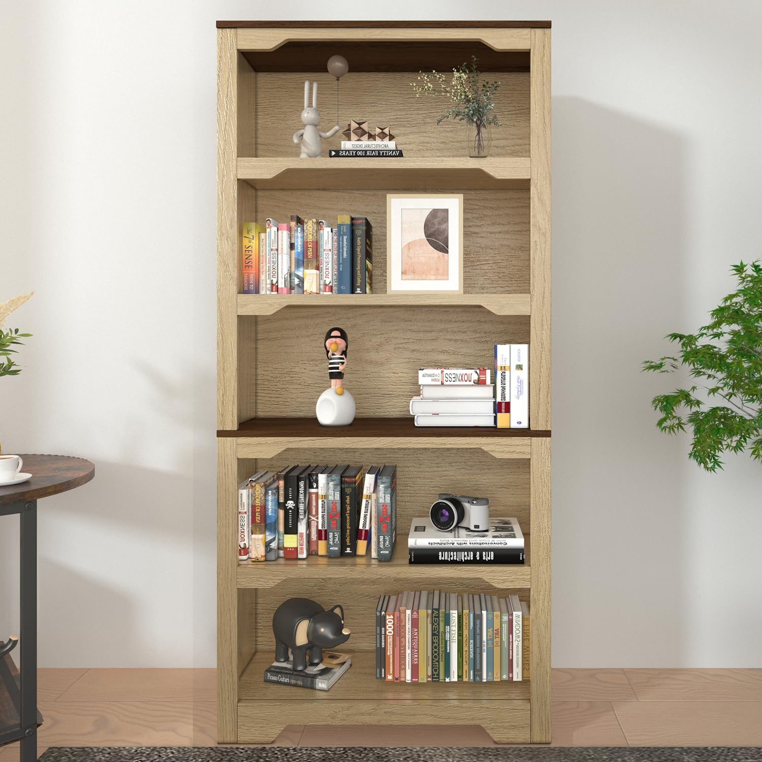 Miscellaneous Storage 5-Shelf Bookcase/Book Shelf (Oak Finish)