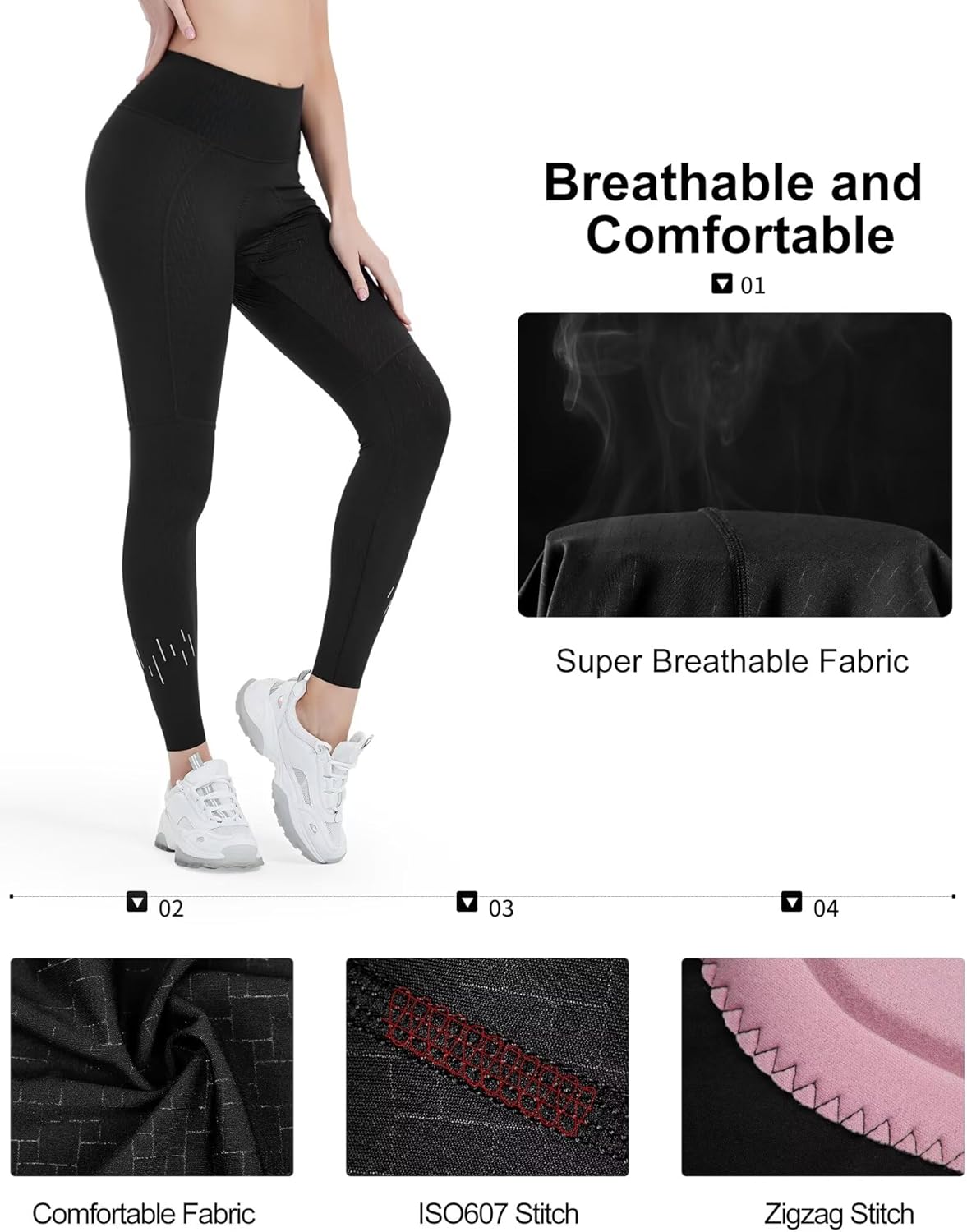 INBIKE Bike Pants for Women, High Waist 3D Padded Cycling Capris, Breathable Quick Dry Bike Tights, Bicycle Trousers Leggings - Image 6