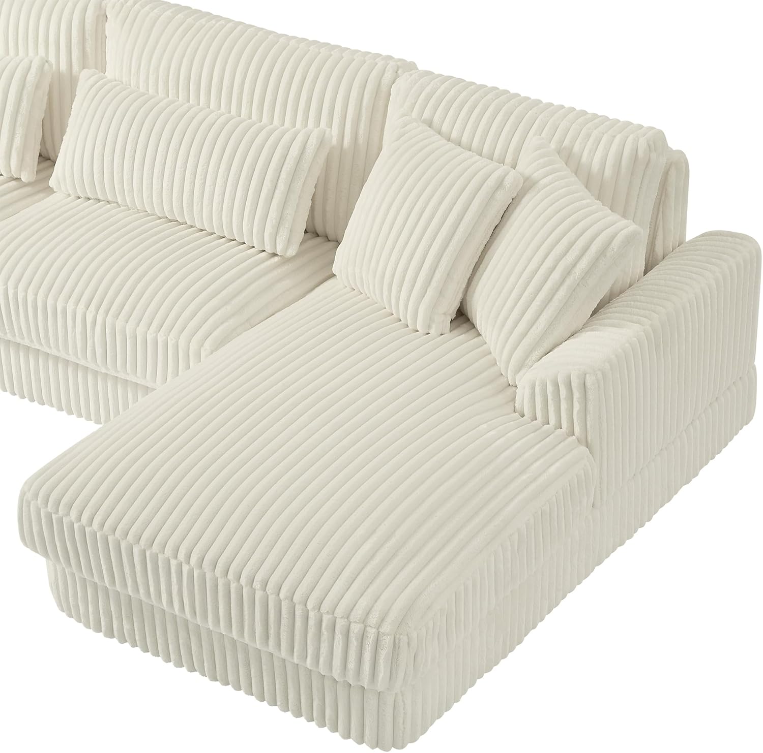 ERYE 129-Inch U-Shaped Sectional Sofa Couch W/Right Facing Chaise Lounge,Oversized Corduroy Upholstered Corner Modular Sofa Couch with 7 Toss Pillows for Living Room Sets