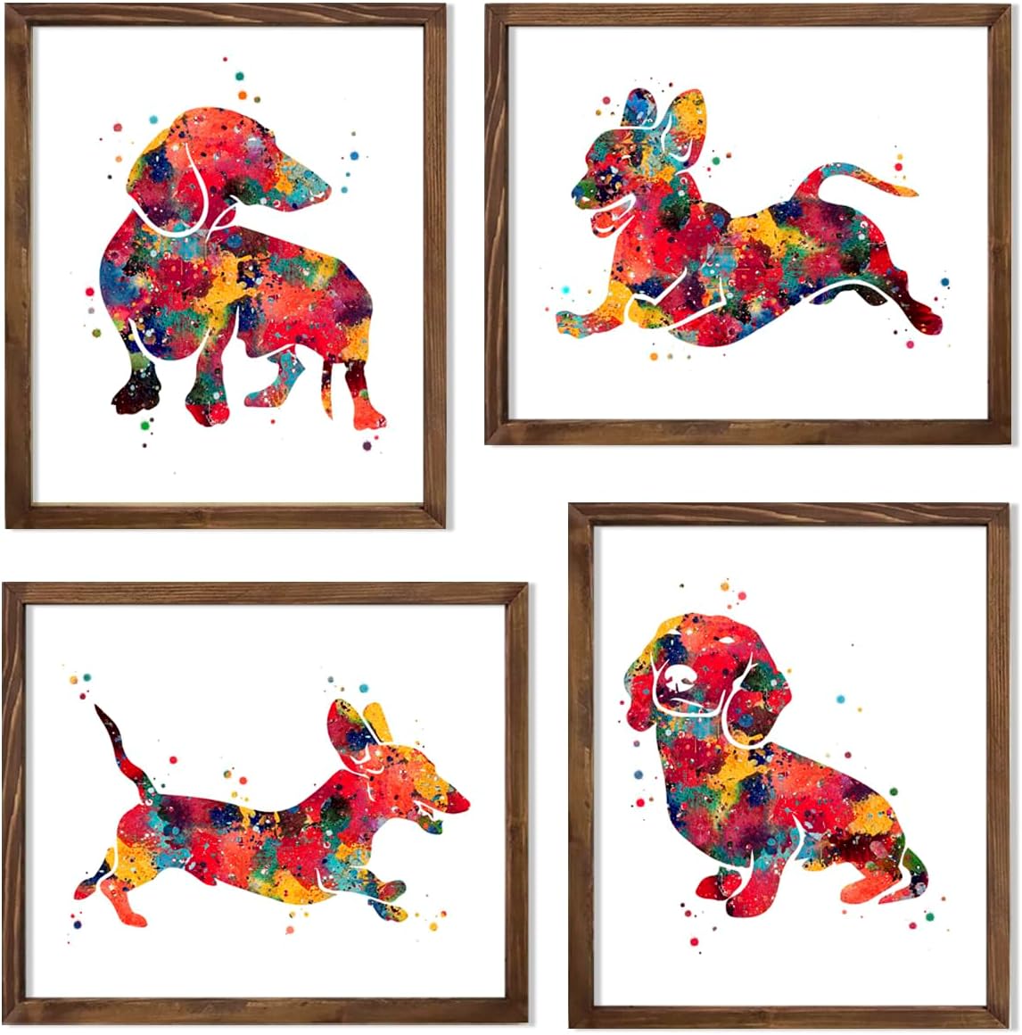 Dachshund Watercolor Wall Art Print Poster, Cute Wiener Dog Portrait Illustration, Dog Lover Gift for Bedroom Living Room Home Office Nursery Decor, Birthday Housewarming Gift, 8x10 Inch Unframed Print