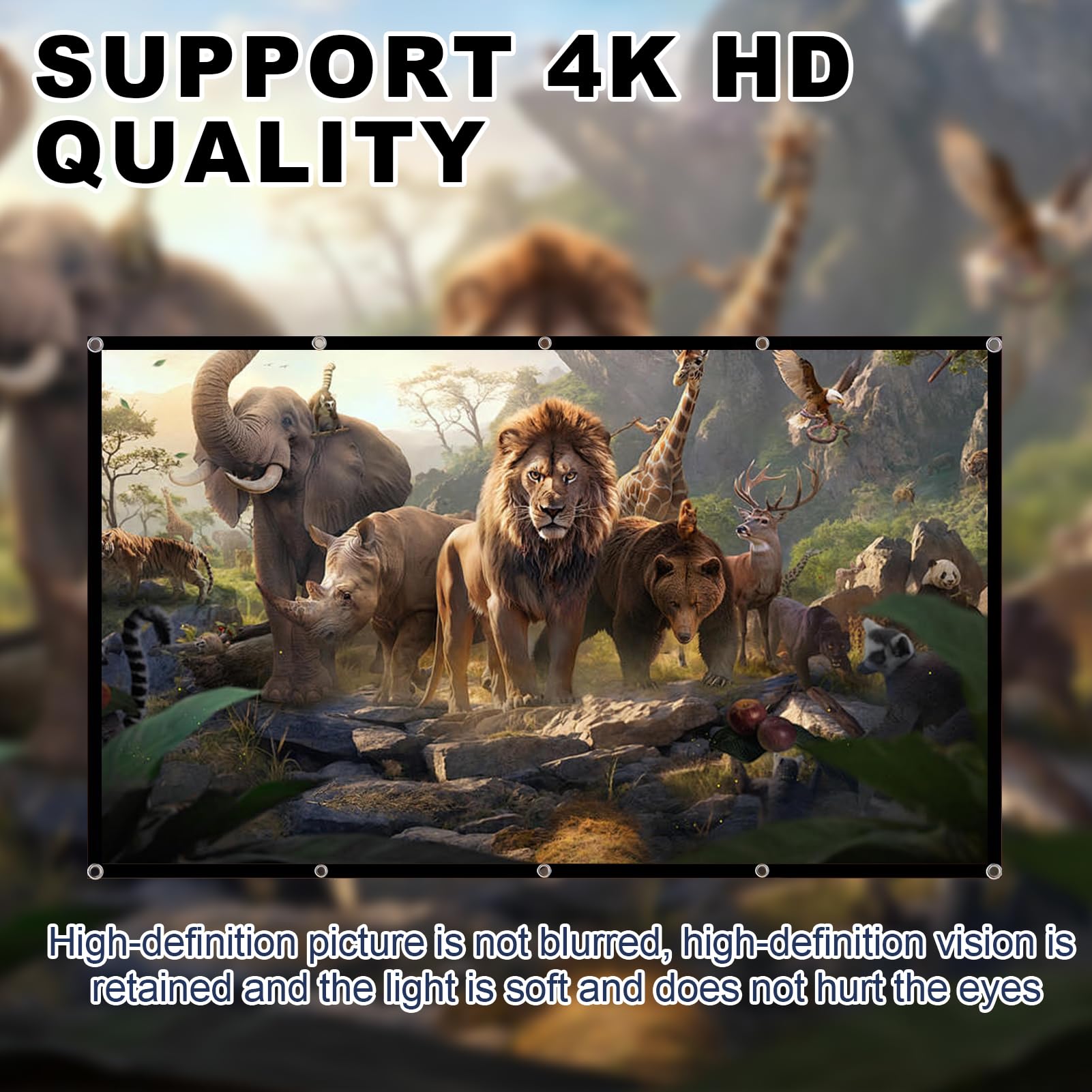 Pantalla Proyector 120 Pulgadas 16:9 4K HD, Pantalla de Proyección Portátil Plegable Antiarrugas Doble Cara 265 x 150 cm, Lona Proyector Fácil de Colgar, para Cine en Casa y Exterior