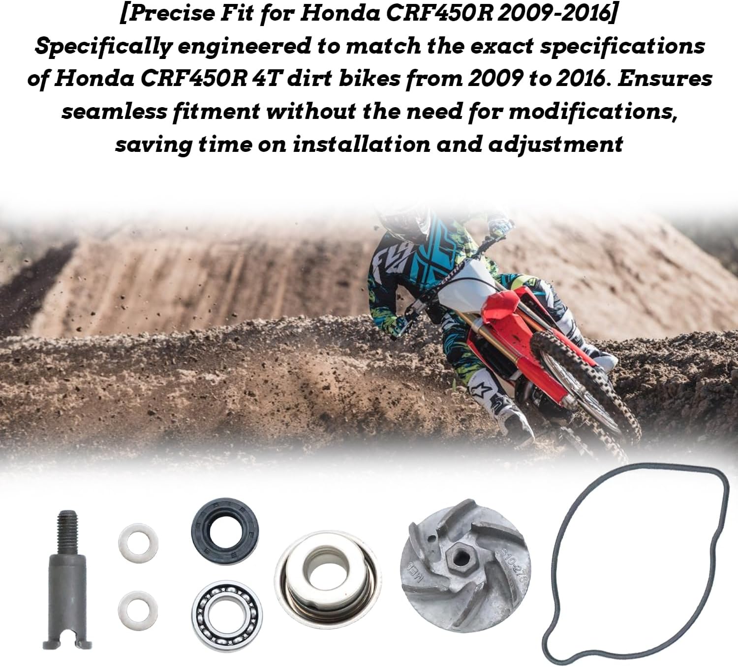 KARSEE Water Pump Kit Compatible with Honda CRF450R 4T Dirt Bike 2009-2016 Complete with Seal Bearing & Gasket