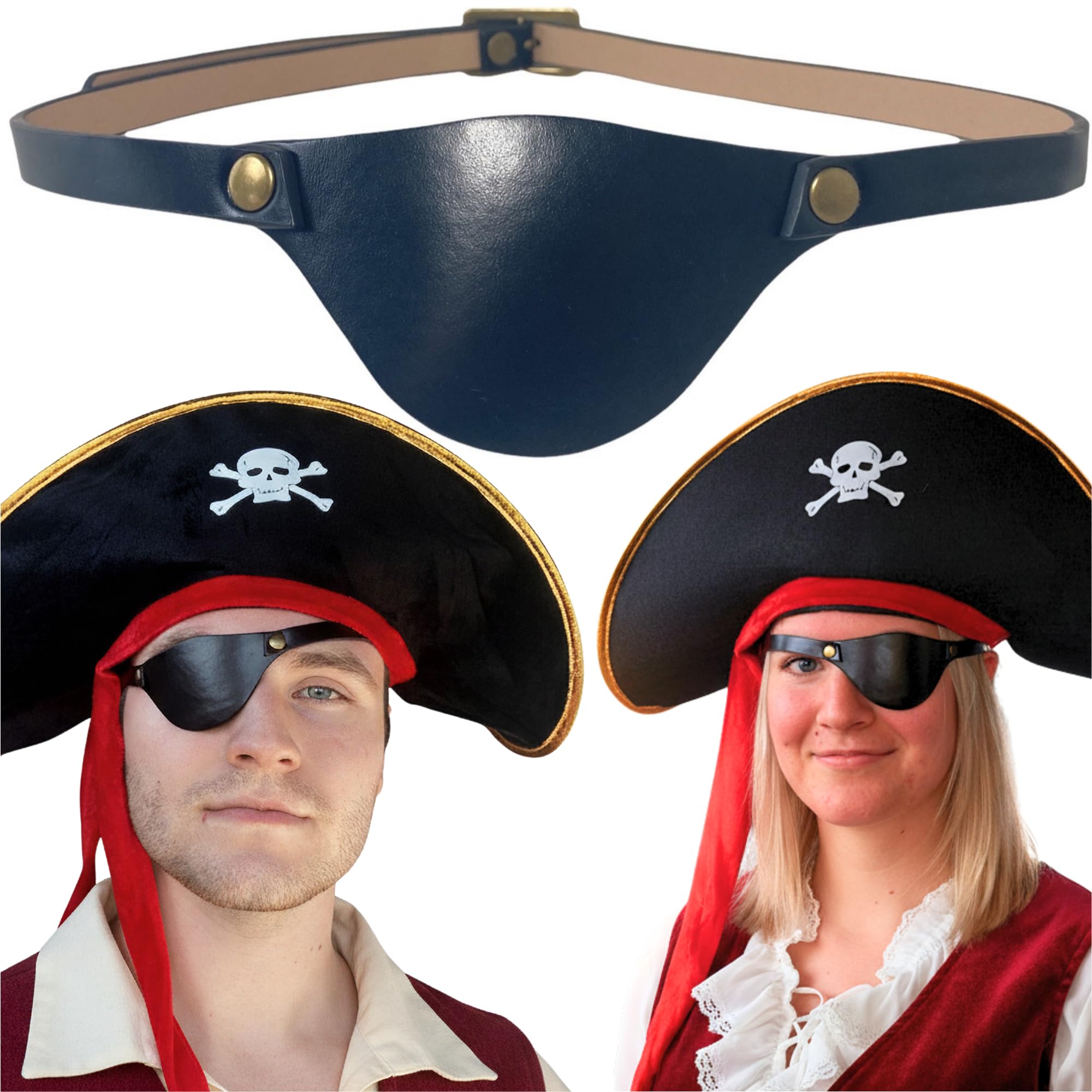Extraordinary Commissary - Black Skin Eye Patch for Adults, Adjustable Medical Patches for Left and Right Eyes