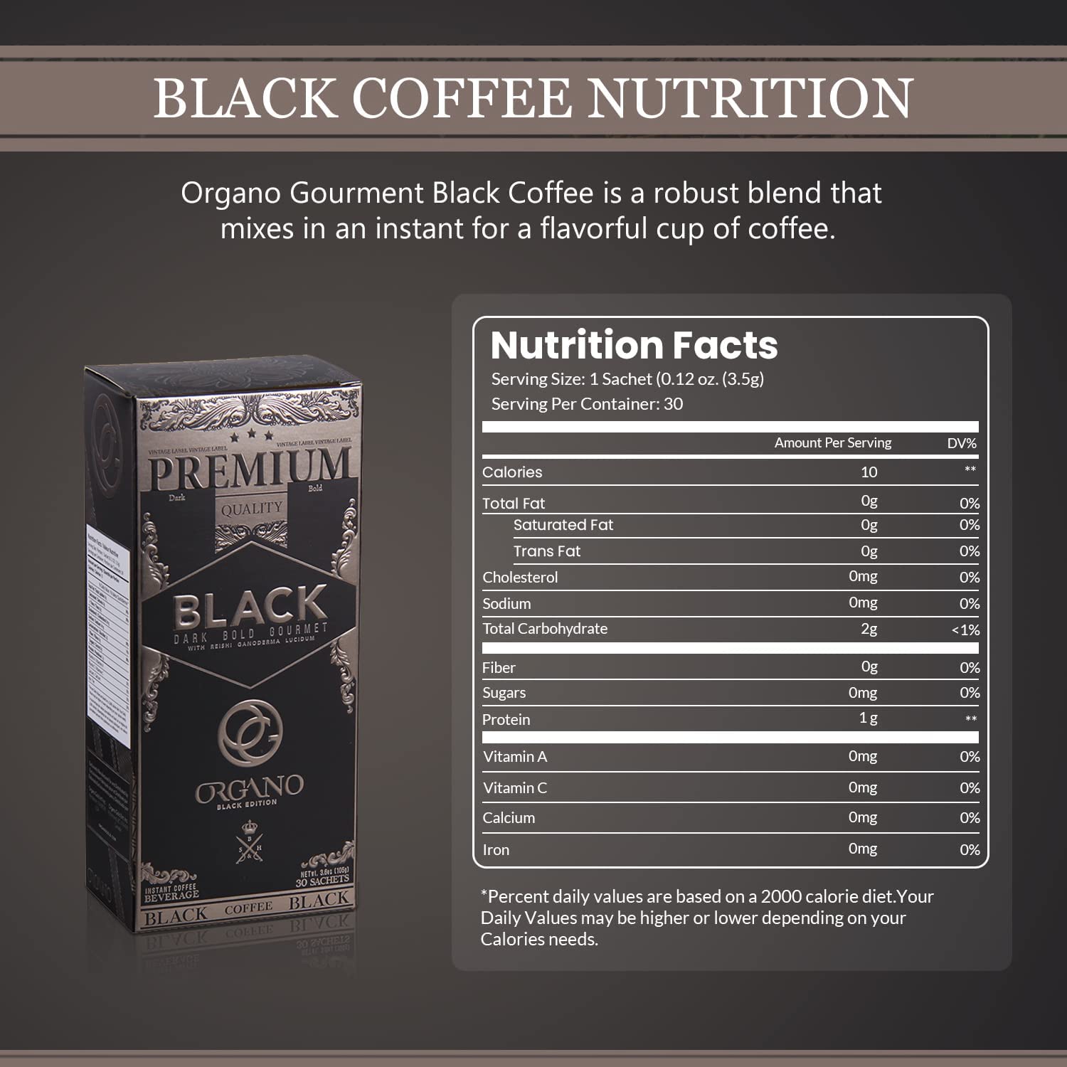 ORGANO Combo Pack, 1 Box Black Coffee And 1 Box Cafe Latte, 100% Cetified Organic Gourmet Coffee.