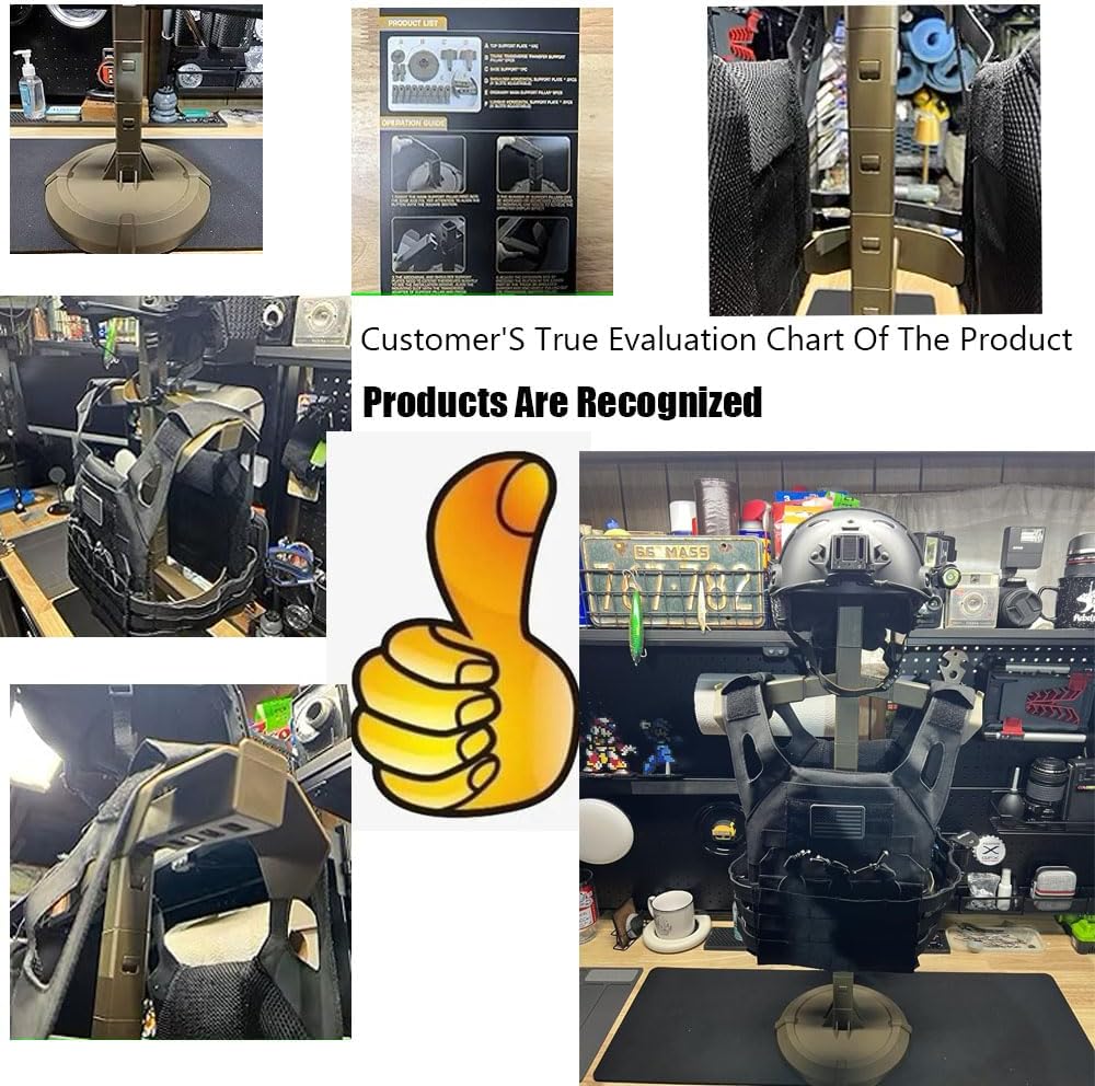 Tactical Vest Display Stand,Armor Carrier Storage Rack,Detachable Tabletop Helmet Vest Display Rack-Tactical Gear Support Stand Helmet Vest Belt Rack-Motorcycle Helmet Holder Stand Display Organizer