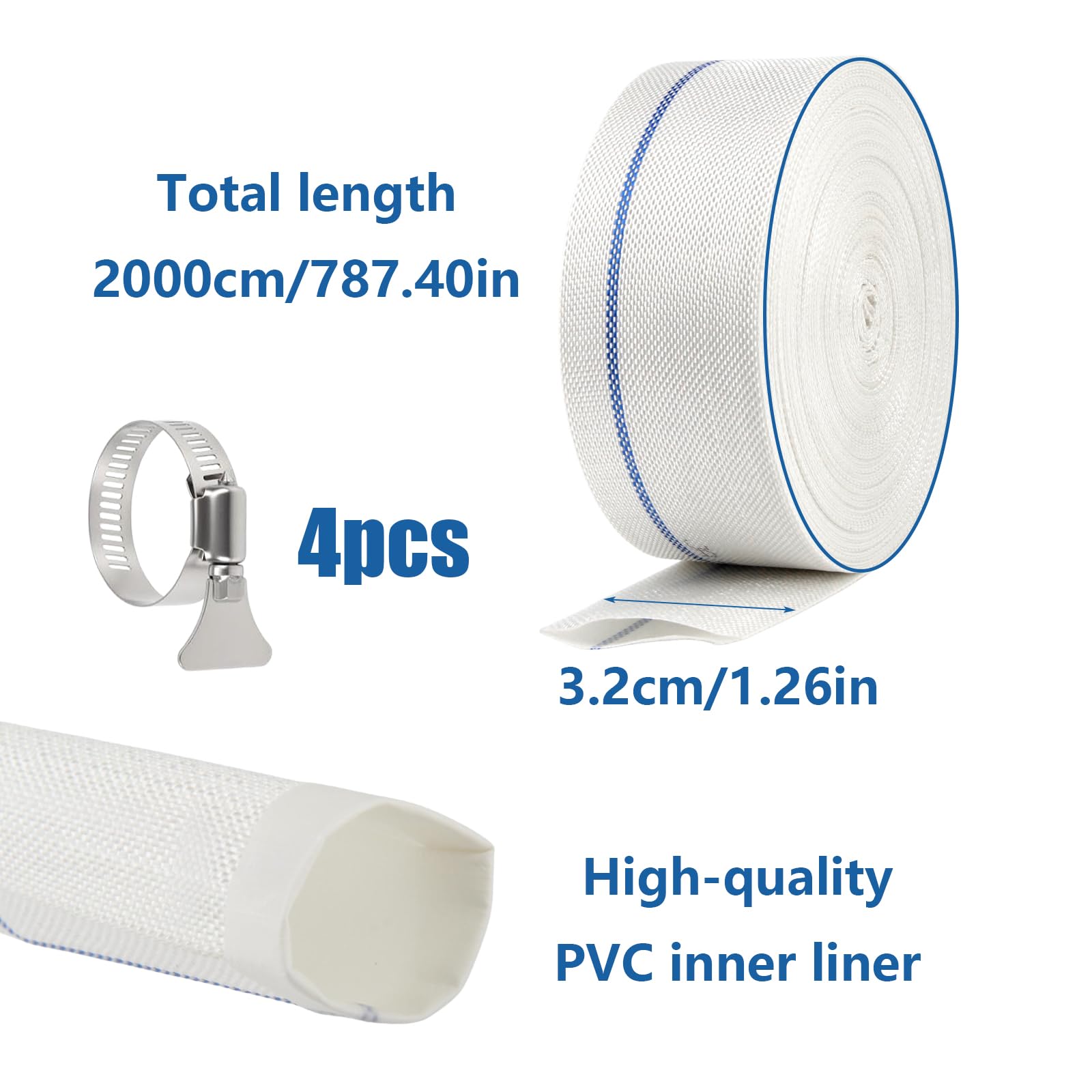 Tuyau Refoulement Plat 20m Tuyau Piscine 32mm Tuyau Refoulement | Avec 4 Clips Pour Pompes Immergées Arrosage de Jardin Agriculture Piscines Pompes à Eaux usées
