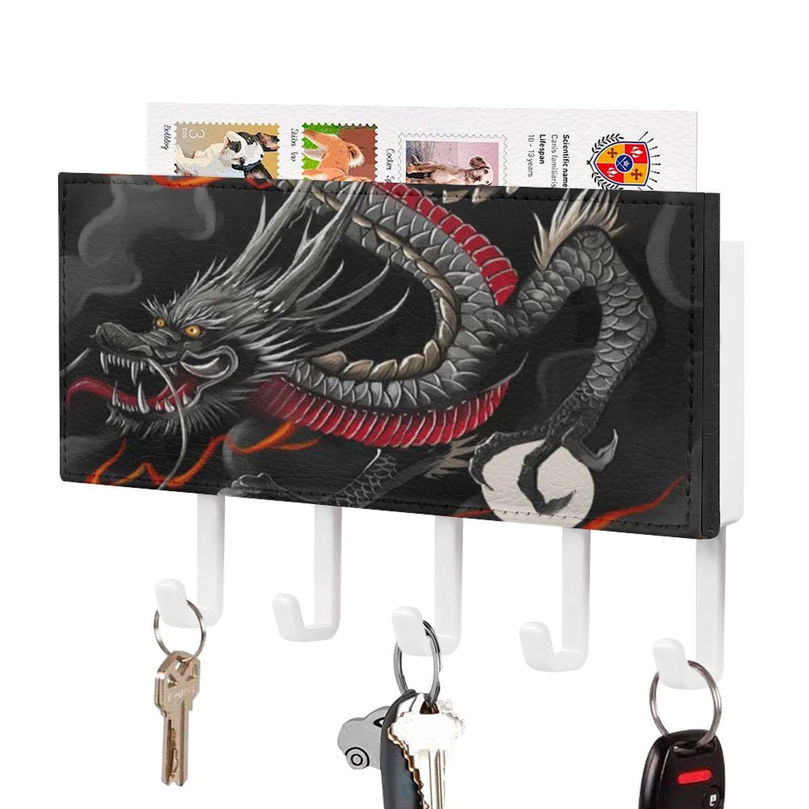 NCLQVJXZKHW Dragon Key Holder with 5 Hooks Key Hooks Wall Mounted Key Racks Key Hanger Organiser Shelf