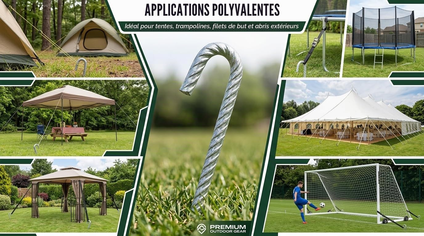 Smith & Barker Piquets de Fixation Tente Très Résistants – Sardines Métalliques pour Camping, Trampoline, Serre, Bâche, Jardin – Ancrage au Sol Solide et Durable, 16 Pcs