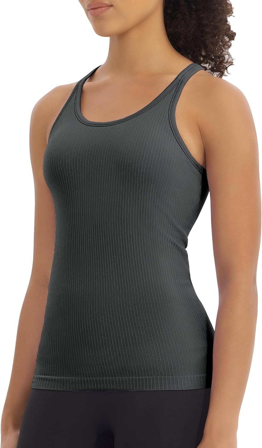 3 Pack Workout Tank Tops for Women with Built in Bra Ribbed Seamless Racerback Athletic Running Gym Yoga Tops