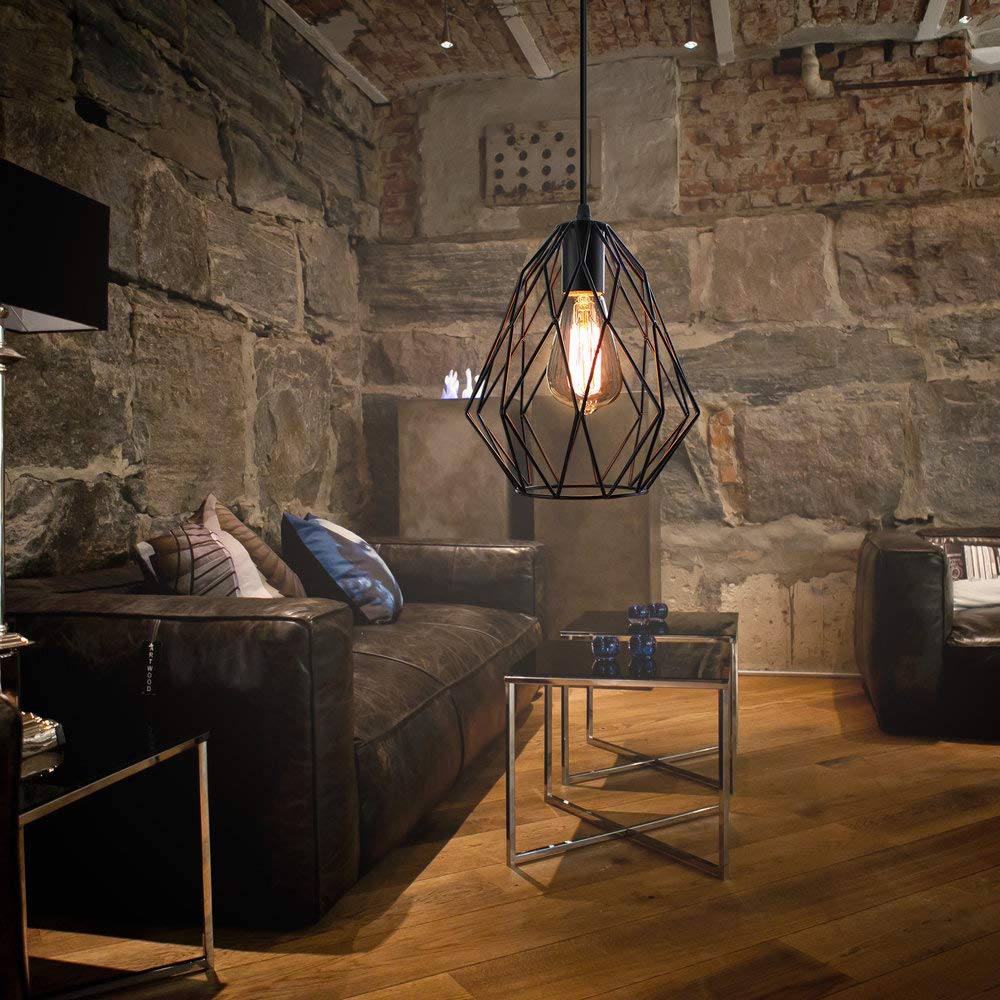 IDEGU Vintage Pendelleuchte Mit Käfig-Design – E27 Deckenlampe In Schwarz Für Wohnzimmer & Mehr
