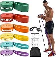 Zacro Pull Up Assistance Bands Set - 6 Levels 15-170lbs Heavy Duty Resistance Bands with Door Anchor for Workouts & Therapy