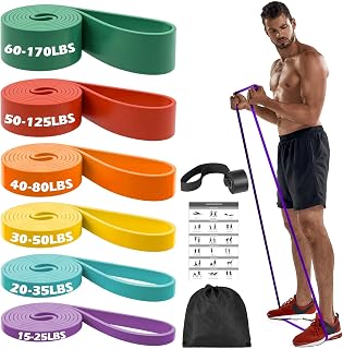 Zacro Pull Up Assistance Bands Set - 6 Levels 15-170lbs Heavy Duty Resistance Bands with Door Anchor for Workouts & Therapy