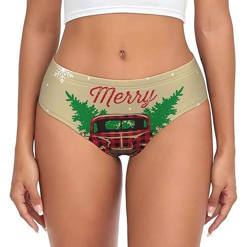 Christmas Vintage Red Truck Womens Underwear Soft Briefs Ladies Panties