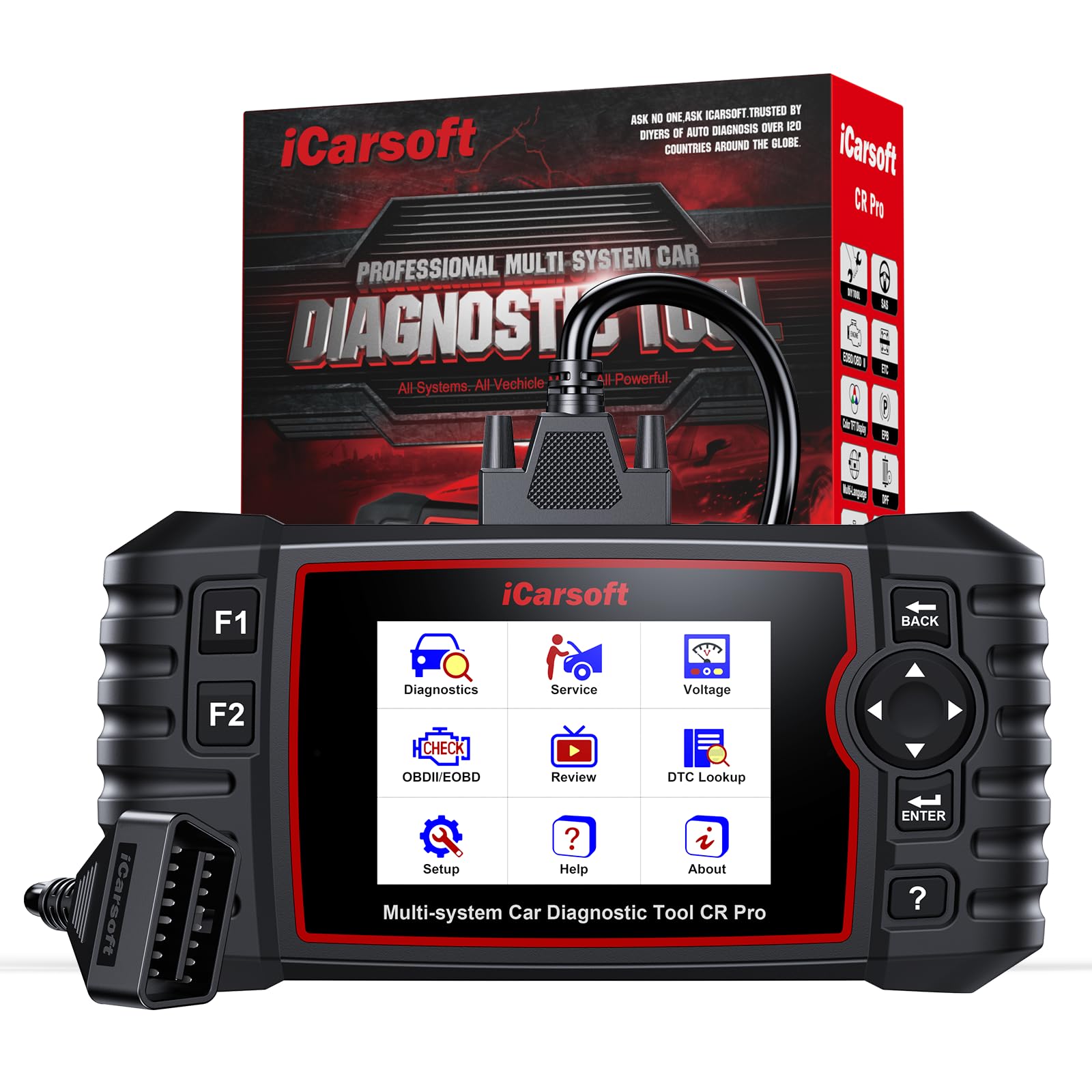 iCarsoft CR PRO OBD2 Auto Diagnostica, Diagnosi Auto Professionale in Italiano per Tutti i Sistemi, 9 Funzioni di Ripristino, Reset Olio/EPB/BMS/ETC/SAS/INJ/TPMS/DP-F/ABS, Aggiornamento a Vita