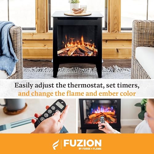Miniatura 5 de Forge & Flame FUZION - Estufa eléctrica independiente de 3 lados para chimenea de 5,000 BTU, calentadores eléctricos portátiles para uso en