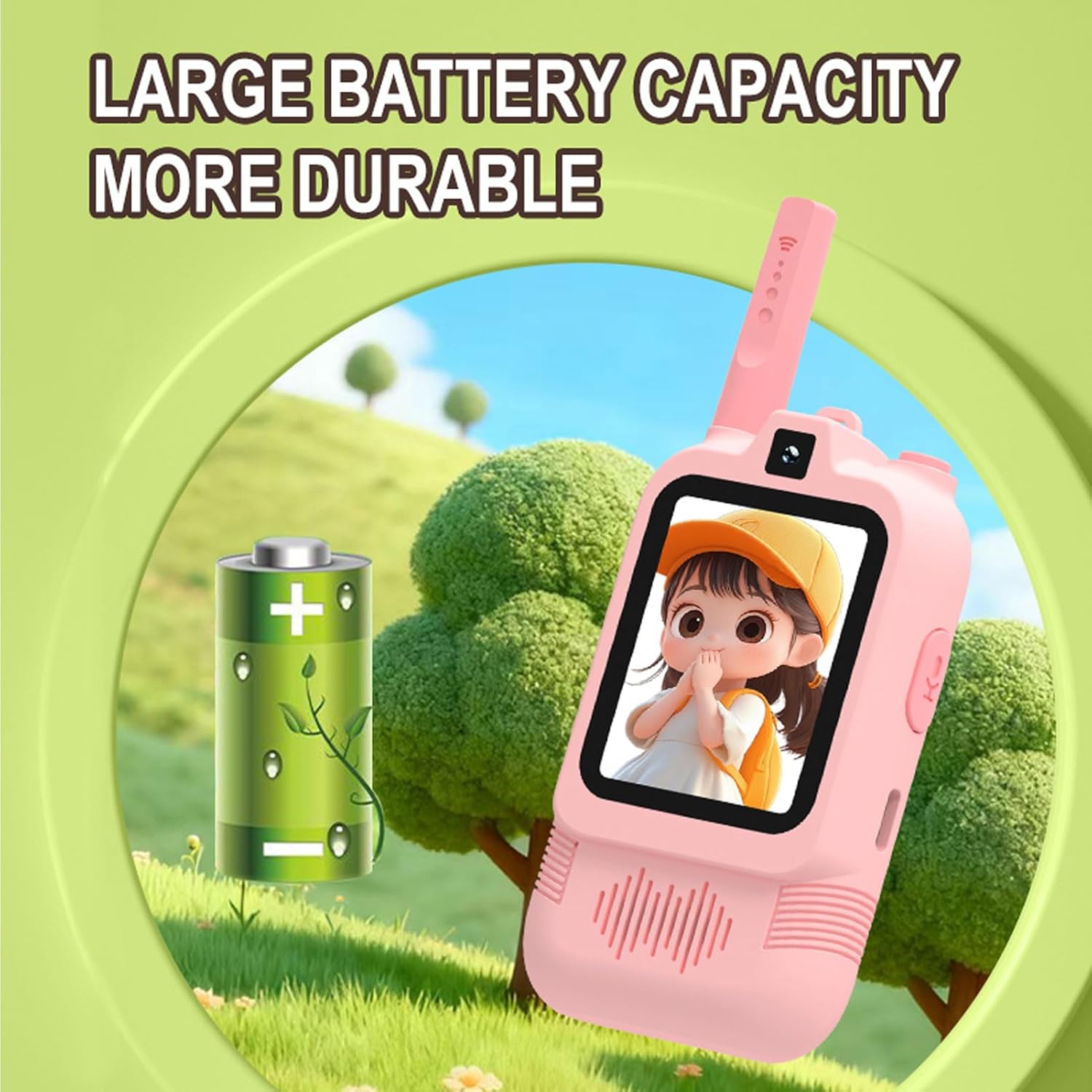 Kids Video Intercom, Rechargeable 2 Way Radio with Dual Cameras Voice Changer, for Indoor Outdoor Hiking Camping Ages 3 to 12