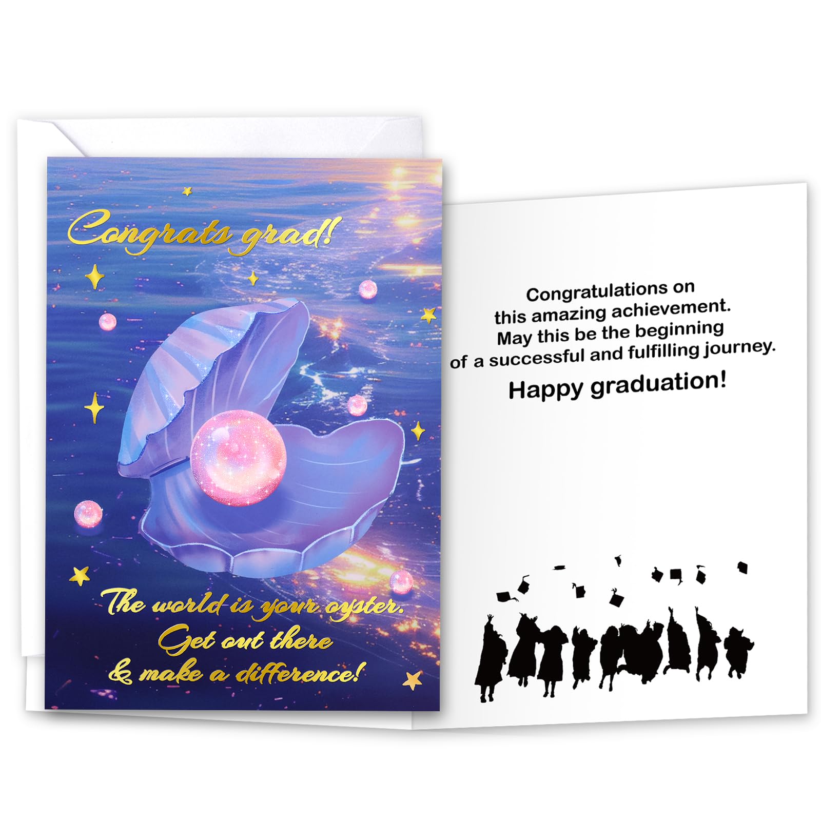 Fancy Land Foiled Graduation Card 2025 Congrats Grad Greeting Card with Envelope for Graduates Gifts Leaving School Supplies Party Favors