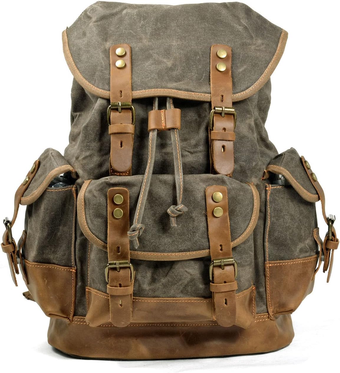 FANDARE Vintage Backpack for Women & Men 15.6 Inch Laptop Backpack Large Capacity Canvas College Bookbag Travel Hiking Work Commuter Daypack Military Green B