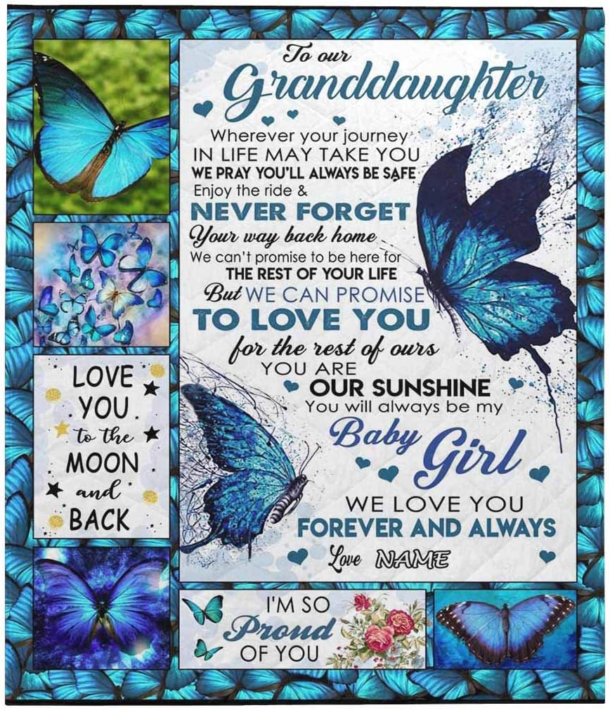 Flash Deals - 40% OFF InterestPrint Personalized Name Throw Quilt to Our Granddaughter, You are Our Sunshine You Always be My Baby Girl Throw Blanket Quilt Queen Size 70x80 inches