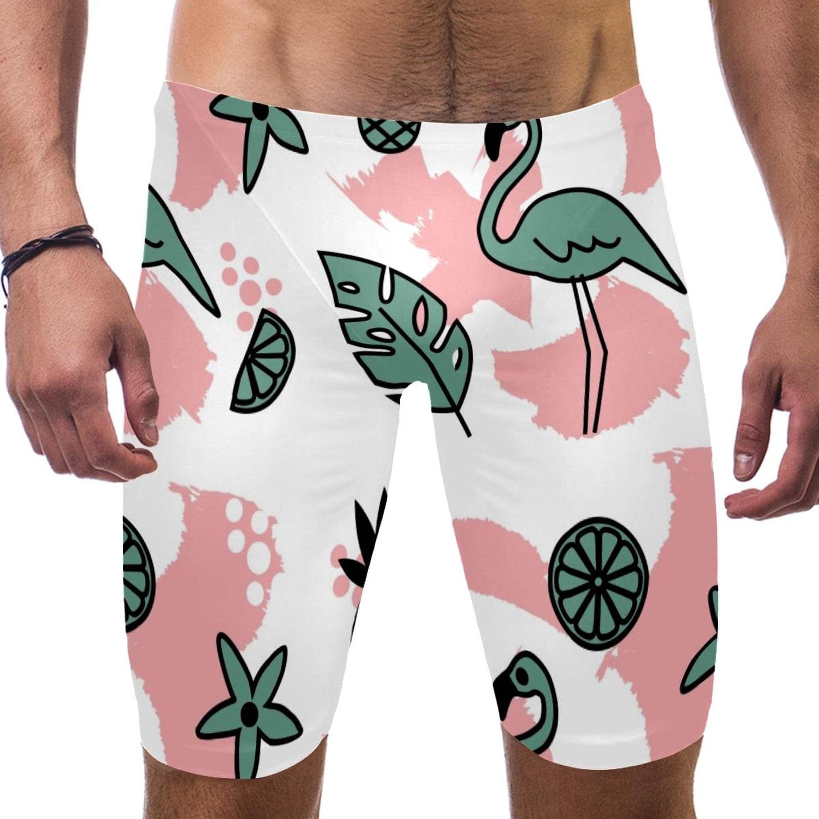 Bañador de pierna cuadrada 3XL de hombre que evita rozaduras con diseño de flamencos 7