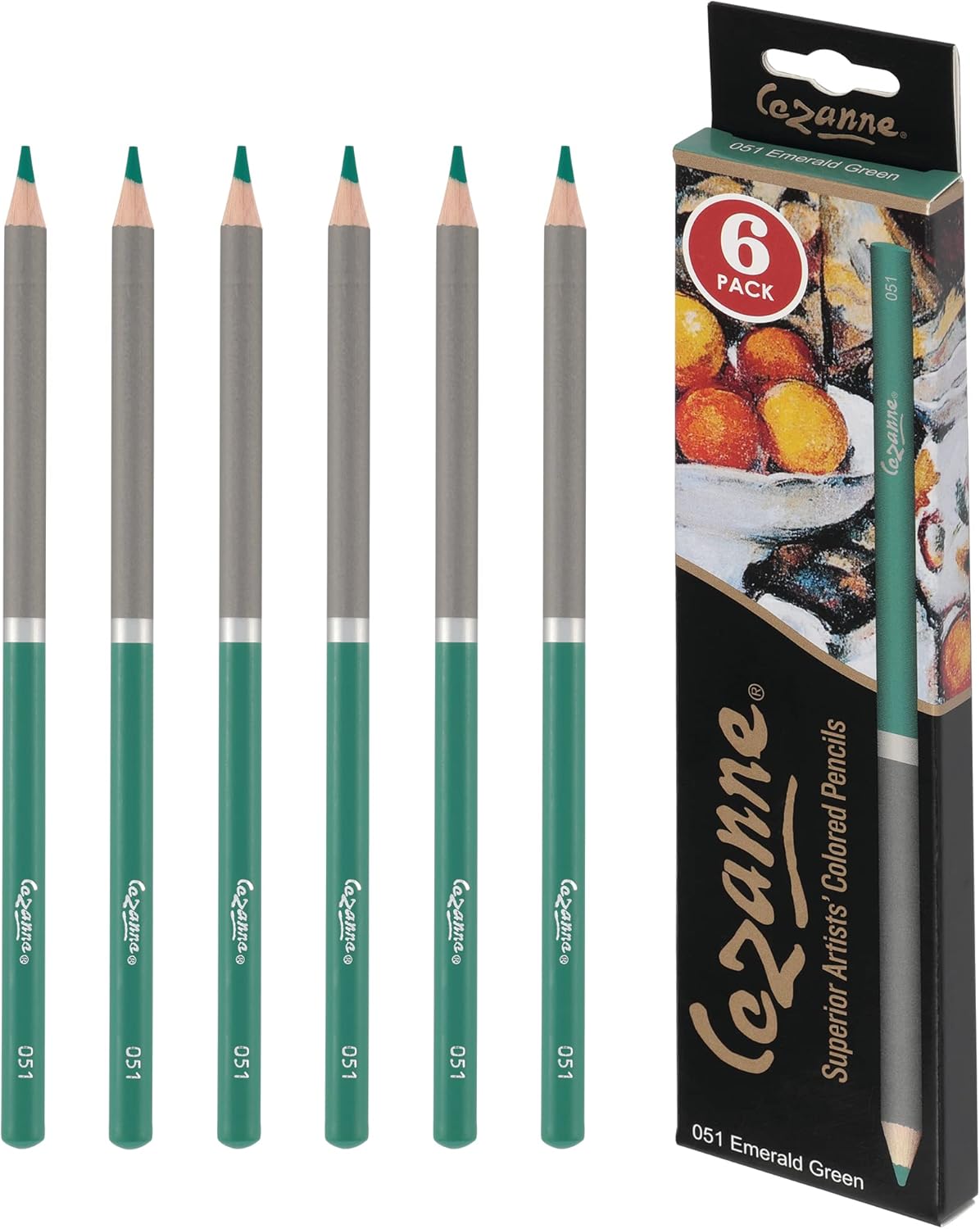 Creative Mark Cezanne Premium Colored Pencils Emerald 6 Pack - Highly-Pigmented Drawing Pencils - Coloring Pencils for Drawing, Blending, Coloring, and More 6 Pack Emerald