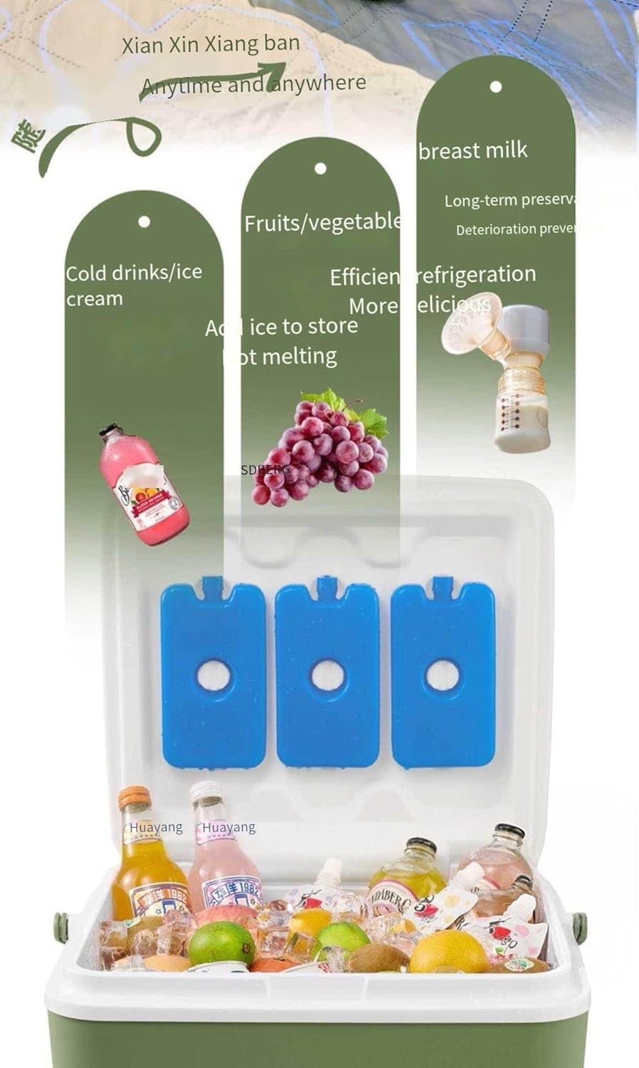 Insulated Refrigerator, Long-Lasting Temperature Lock for 24 Hours, 13 Liter Large Capacity, Suitable for Commercial Street vendors, Camping and Outdoor Activities, Easy to Clean