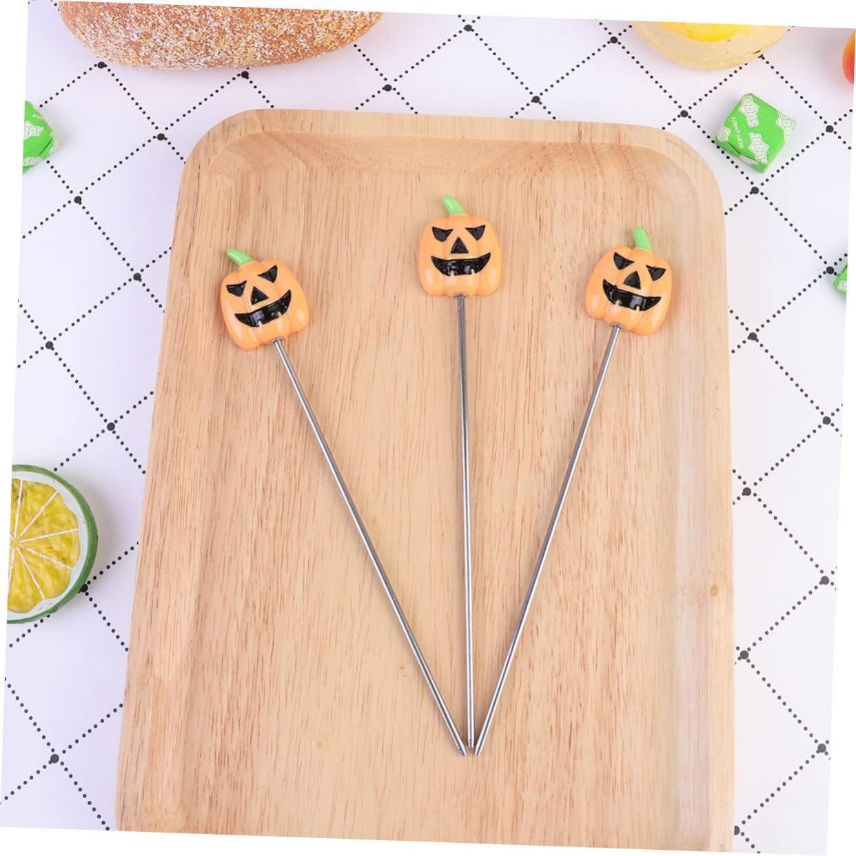 4pcs Pumpkin Head Stainless Steel Cake Tester Probe for Baking Biscuit Test Pin for Cupcakes and Muffins Easy to Use and Clean Food-grade Baking Tool