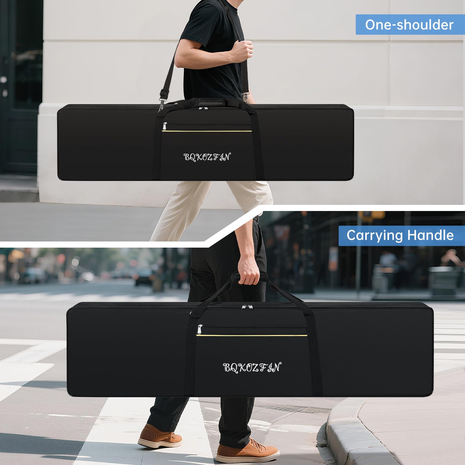 OUUTMEE Borsa per Tastiera - Custodia per Tastiera, Resistente Custodia per Pianoforte in Oxford 600D con Imbottitura da 10mm, Tasca Frontale e Doppia Tracolla - Copertura Protettiva per Pianoforte