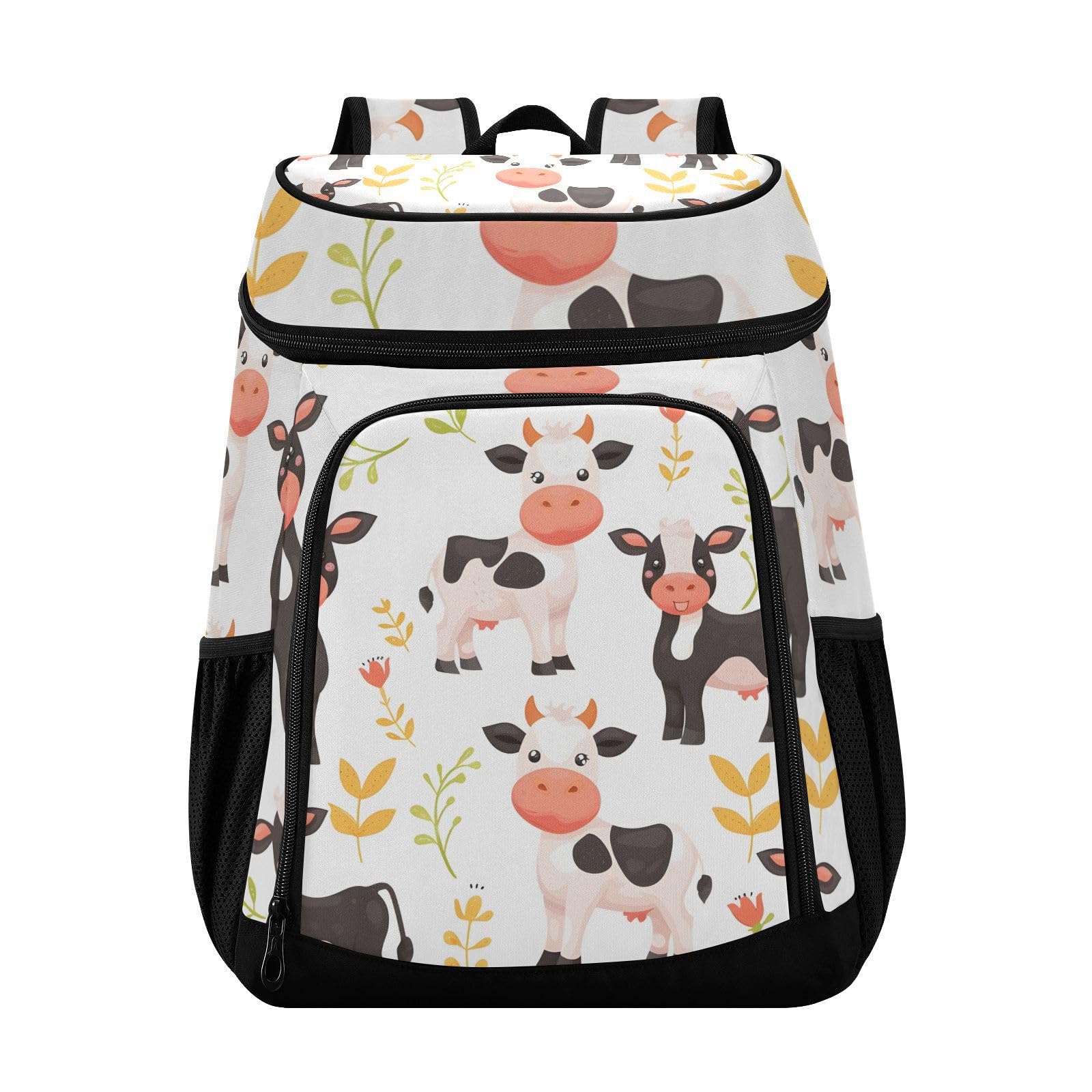 Cute Little Cow White Cooler Backpack Cooler Insulated Leak Proof Lunch Backpack 36 Cans Waterproof Soft for Men Women Picnic Hiking Camping Beach