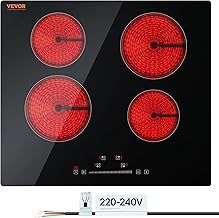 VEVOR 24 Inch Built-in Electric Ceramic Glass Cooktop with Touch Control and 9 Power Levels