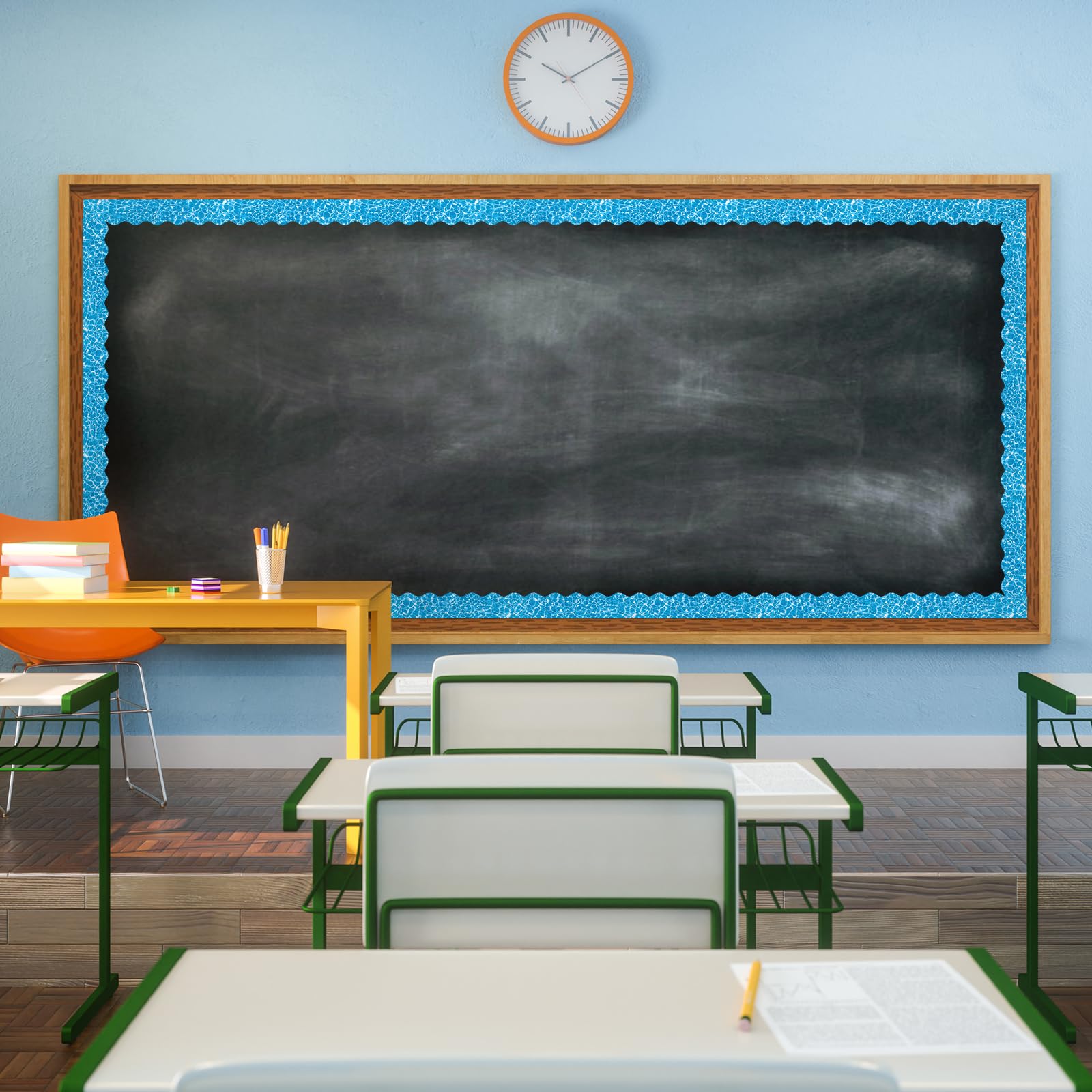 Amazon.co.jp: JarThenaAMCS 69フィート オーシャンウェーブ掲示板 ボーダー プール ウォーターリップル 60枚 ブルーシー  スカラップトリム ボーダーステッカー デカール 夏 学校 教室 オフィス 黒板 パーティー 装飾 : ホーム＆キッチン 掲示板ボーダー  68.9フィート ...