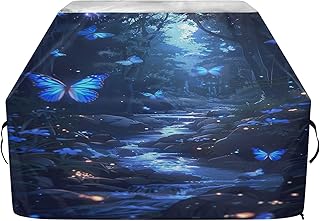 BBQ Grill Cover Waterproof Silver Coating Gas Grill Cover for Char -Blue Butterflies River