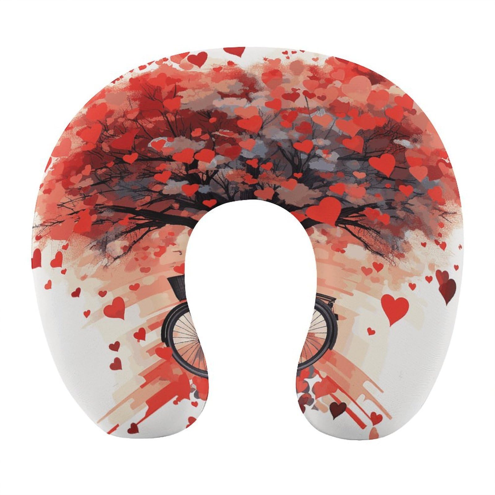 Btcowzrv Style Heart Tree Bicycle U Shaped Neck Pillow Travel Pillows