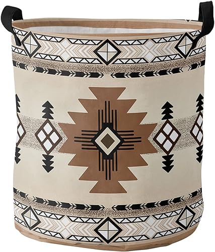 Boho Western - Cesta de lavandería grande, bolsa plegable con asas de fácil transporte, canasta independiente plegable impermeable de 16.5 x 17