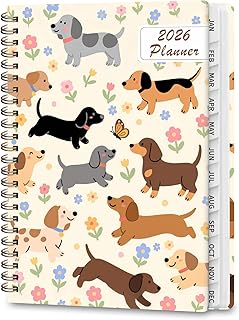 2026 Planner, Weekly and Monthly Calendar Academic Planning Book, Jan 2026 - Dec 2026, Agenda Calendar Planner for Office Supplies and Desk Accessories - A5 (6.3" x 8.5") (Dachshund)