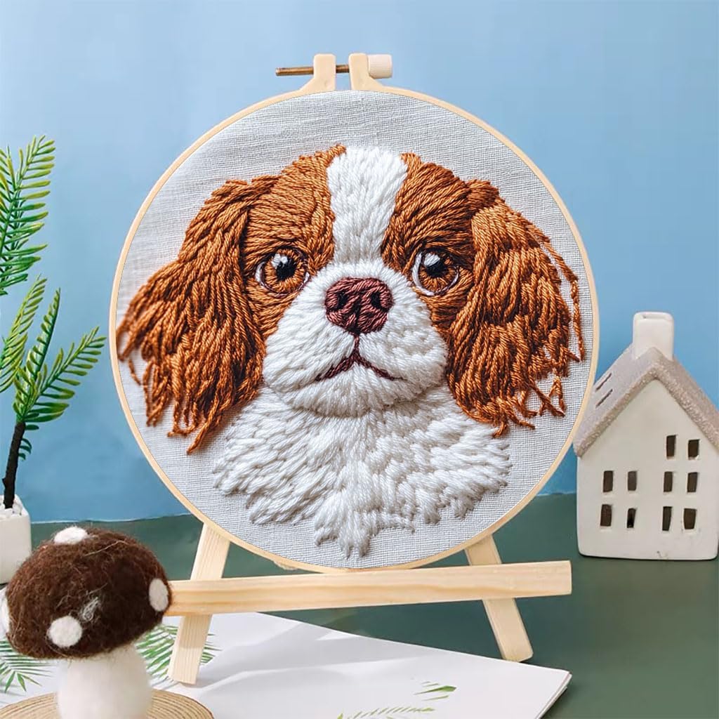 Punch Needle Kits Cavalier King Charles Dog 20x20cm-3 image 2