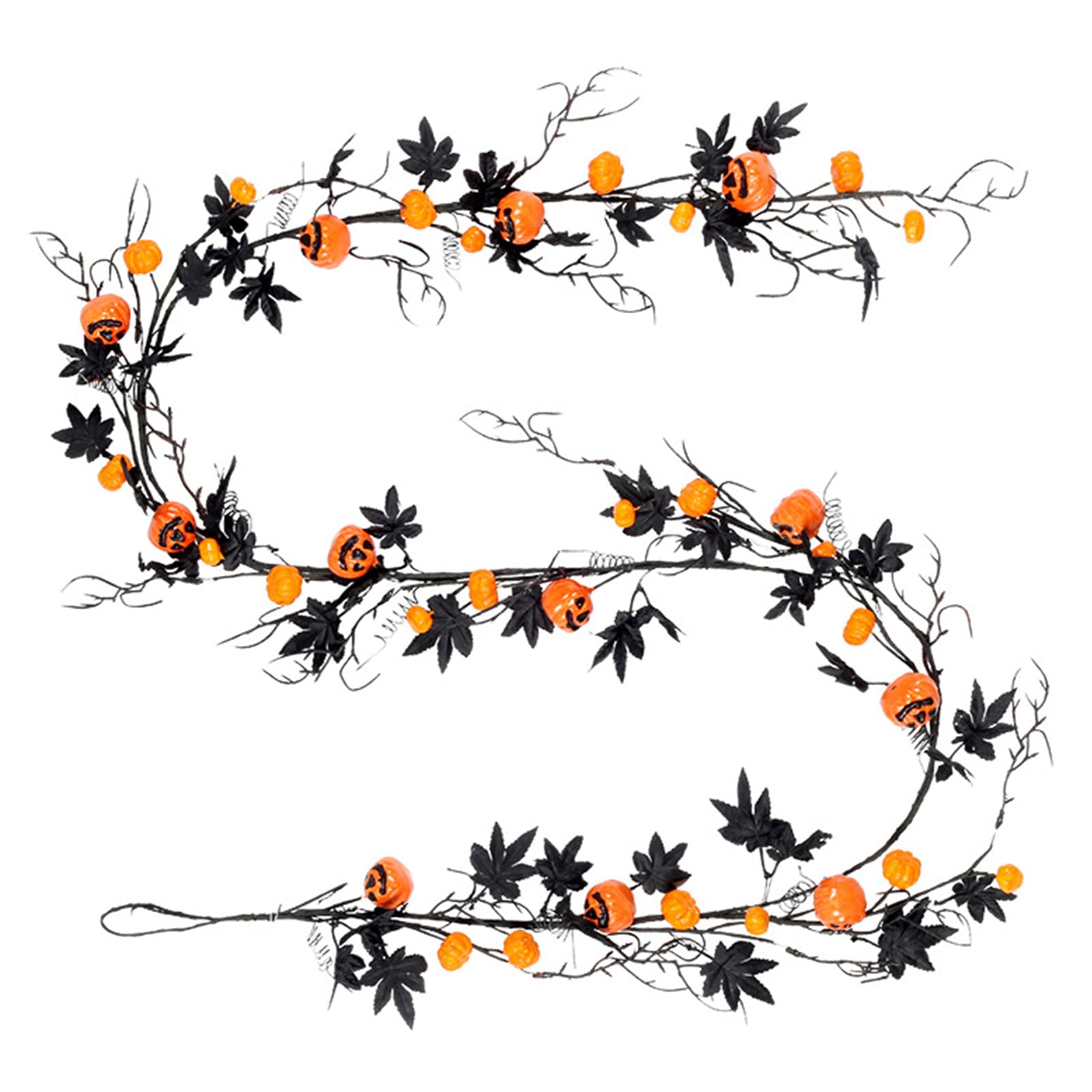 Kalttoy Artificial Vine Decorations, 5.9Feet Artificial Vine Hanging Plant with Pumpkins for Halloween Party Autumn Home Decoration