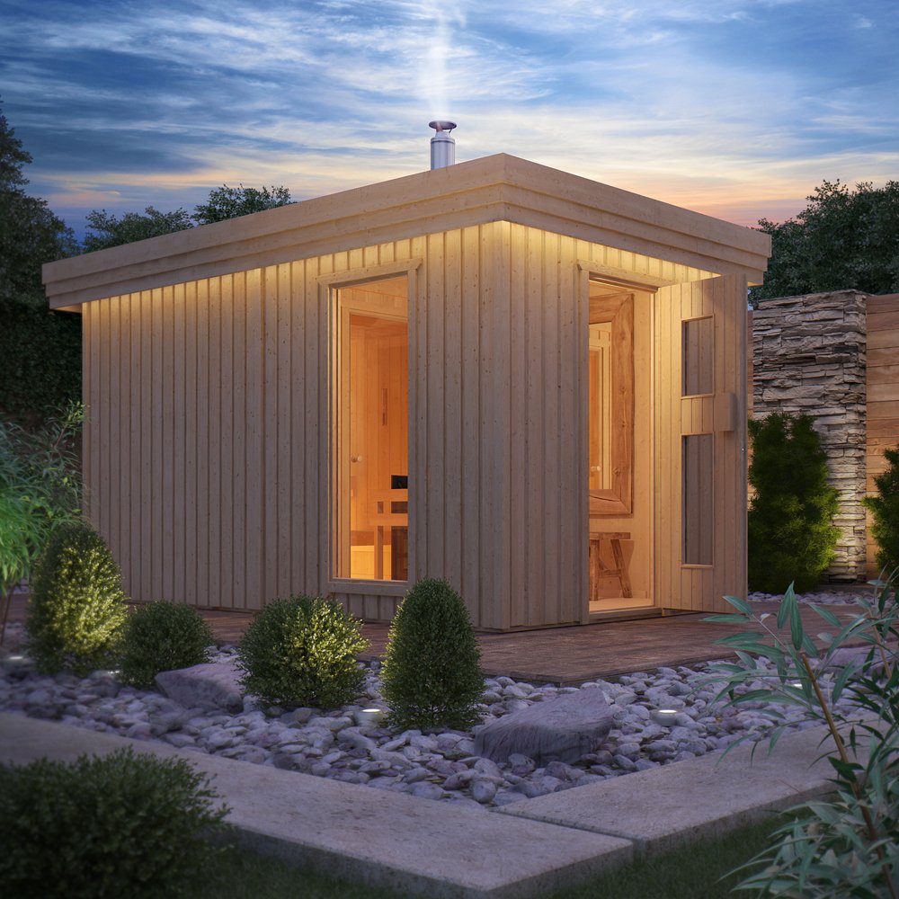Isidor Fagus Outdoor Garden Sauna with Window and Antechamber :  Amazon.co.uk: Garden