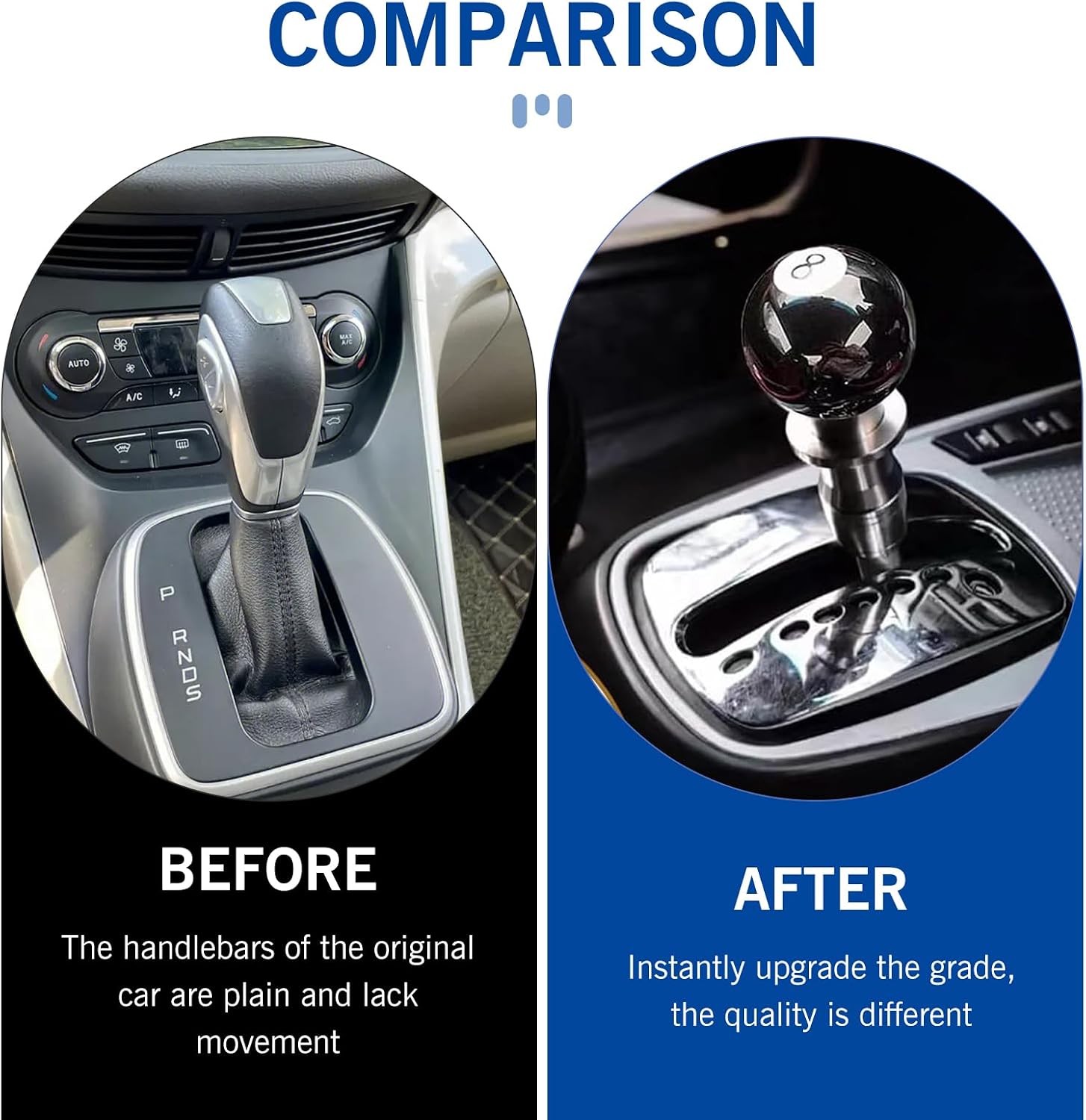 Car Gear Stick Handle, 2.16" Billiard Ball 8-Shaped Manual Shift Knob with M8/M10/M12 Adapters, Personalized Auto Modification Accessory, Fits Most Manual Transmission Cars (Black) image 5