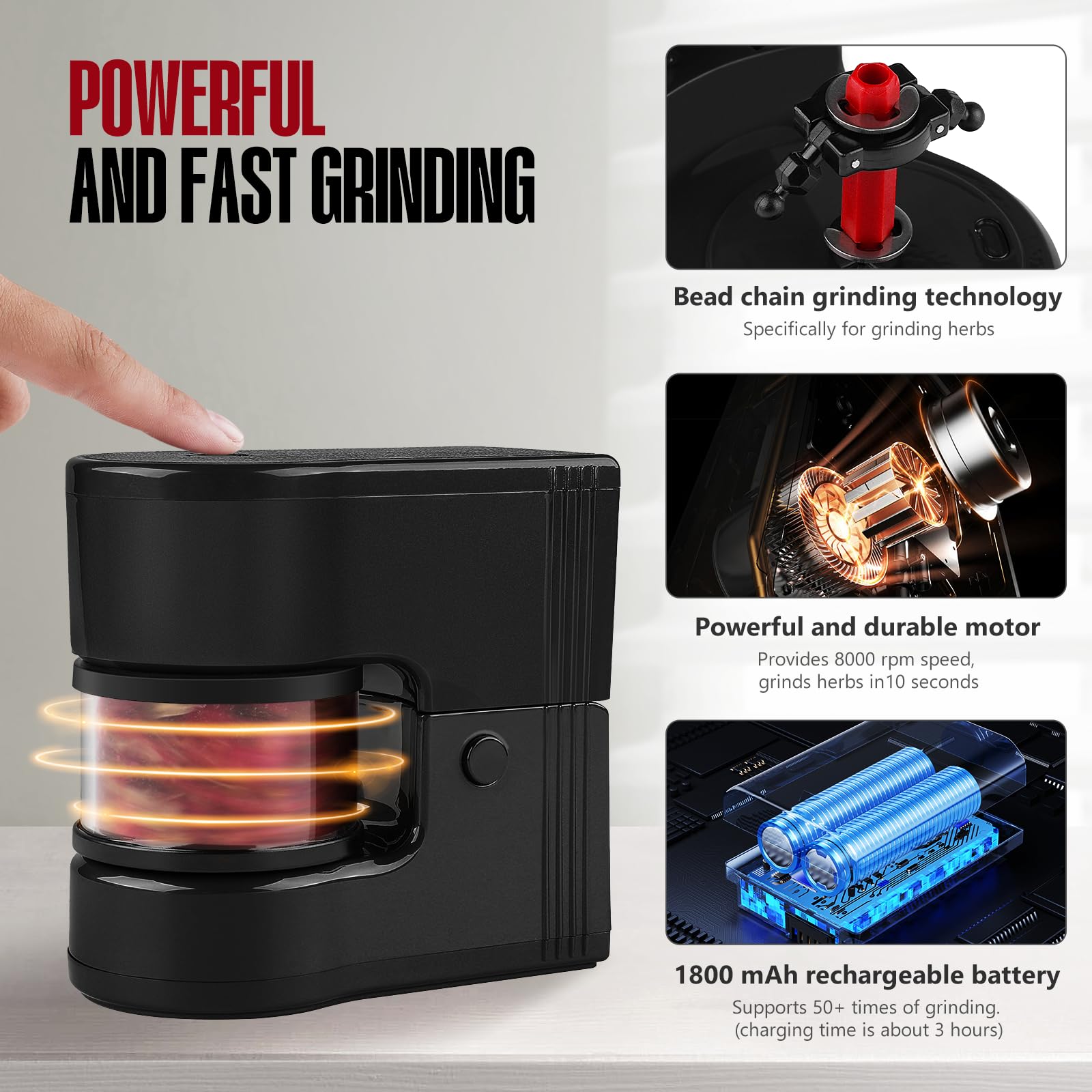 battery powered tobacco grinder Yocan Draco Electric Herb automatic tobacco grinder KactusKutter K1