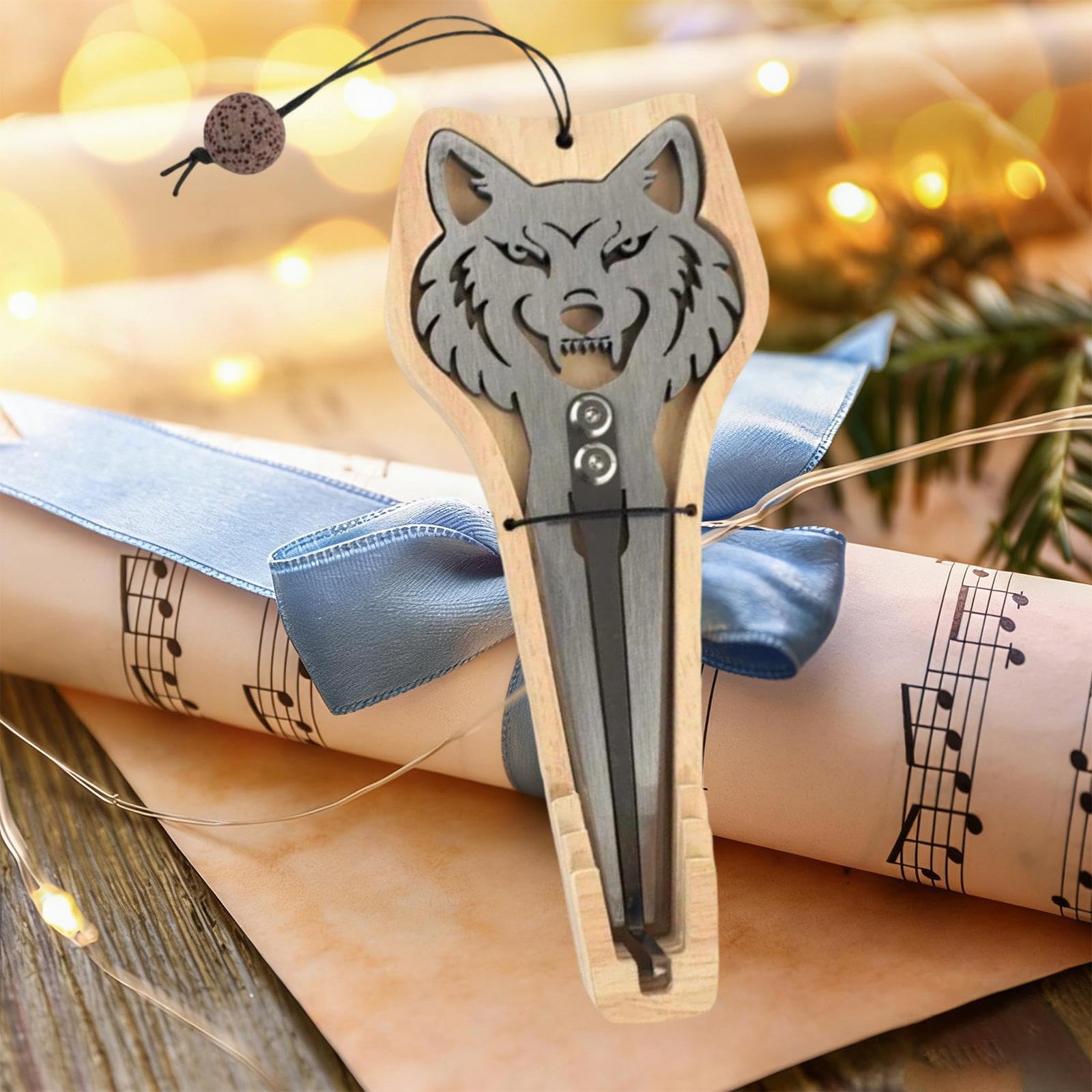 predolo Maultrommel mit Koffer – Hochleistungs-Leichtbau-Instrument aus robustem Edelstahl – Geschenkidee, Wolf