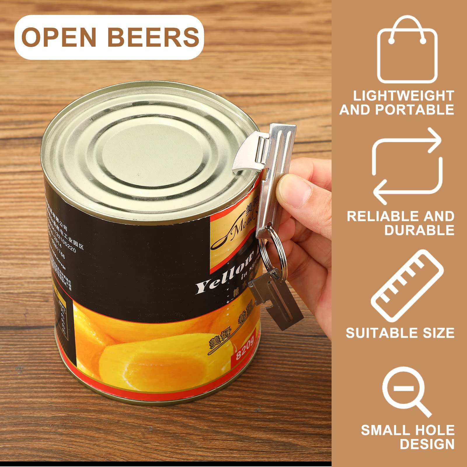 Abrelatas de estilo militar P-38 y P-51 con llaveros de acero inoxidable para acampar, abrelatas portátil para cocina, viajes, campamento, supervivencia (12 unidades) 3