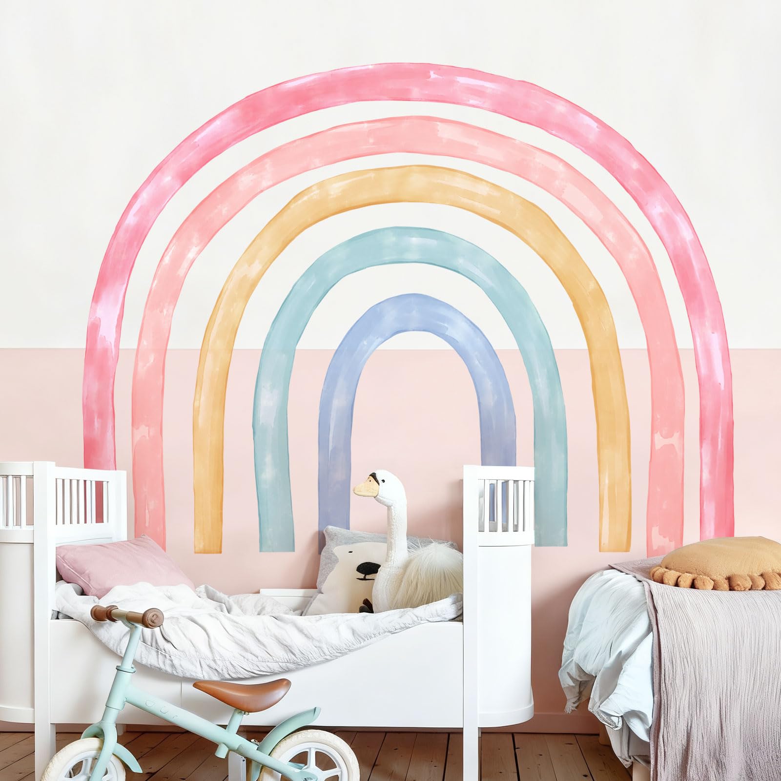 Supzone 56"x43" Large Rainbow Wall Stickers for Girls Watercolor Rainbow Wall Decals Peel and Stick Vinyl Wall Art Decor for Kids Bedroom Nursery Living Room Playroom - Image 2