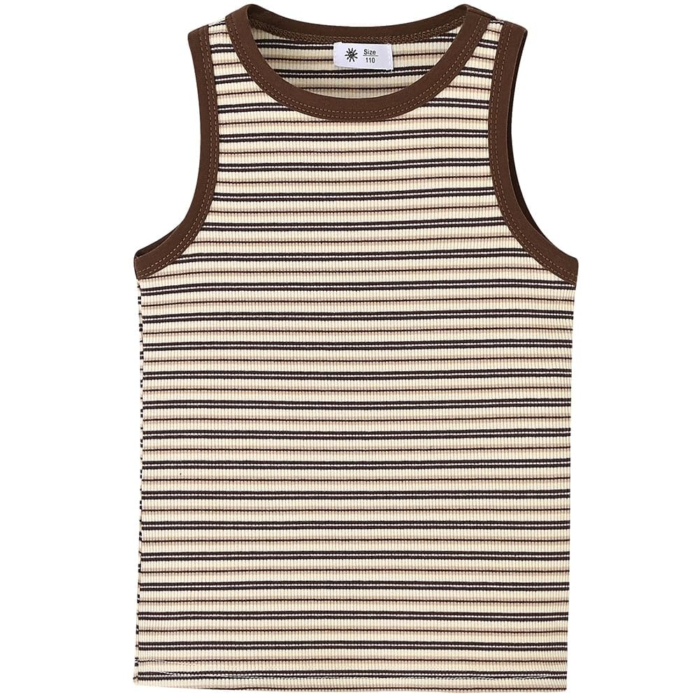 BINIDUCKLING Toddler Tank Top Girls Summer Cute Striped Sleeveless Top 24 Months-8 Years