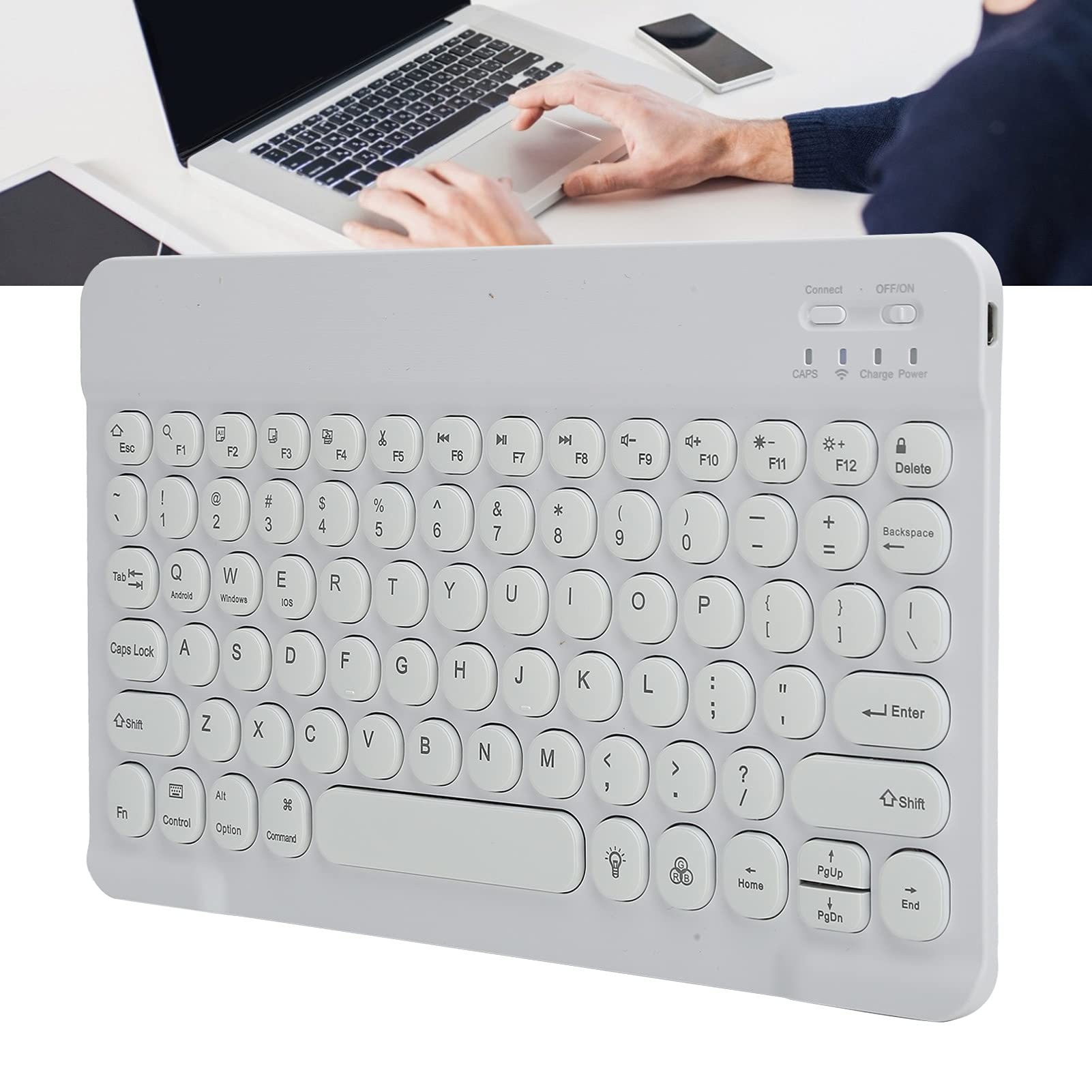 Goshyda Tastiera Bluetooth, Tastiera Bluetooth Wireless con Ricarica USB Universale con Custodia Flip, Tastiera Wireless con Supporto per IOS/Android, Bianco/Blu(bianca Goshyda Tastiera Bluetooth, Tastiera Bluetooth Wireless con Ricarica USB Universale con Custodia Flip, Tastiera Wireless con Supporto per IOS/Android, Bianco/Blu(bianca